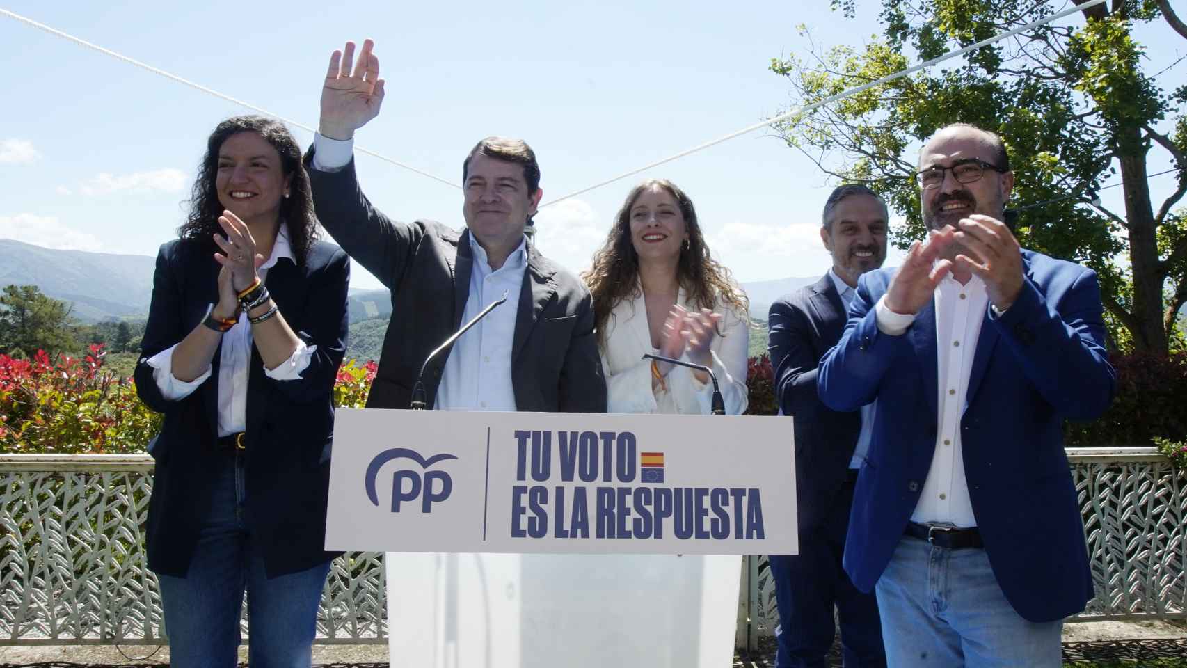 El presidente de la Junta, Alfonso Fernández Mañueco, durante el mitin en Ponferrada de este viernes