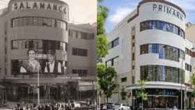 Montaje con el cine Salamanca de 1935 y la tienda de Primark en 2024.