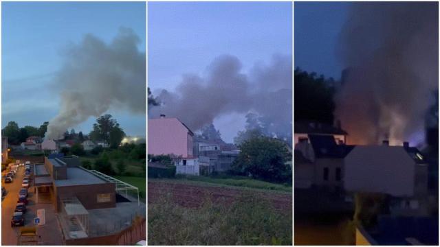 Arden dos casas por completo en Vilaboa, en Culleredo (A Coruña)
