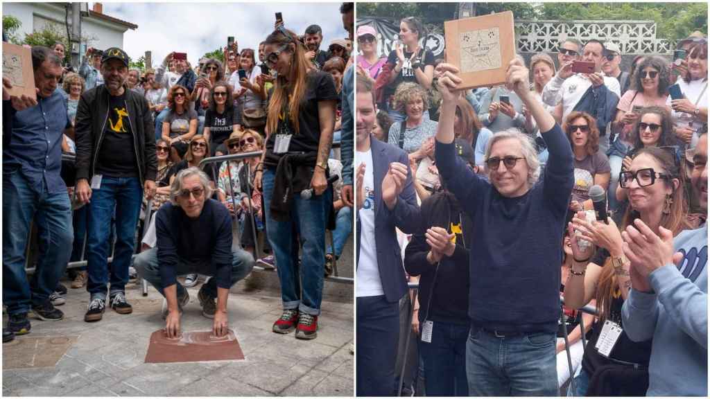 David Trueba recibe su estrella en el Torreiro de Cans.