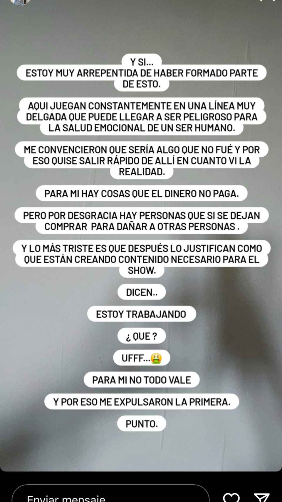 Pantallazo de una historia de Rocío Madrid en Instagram'.