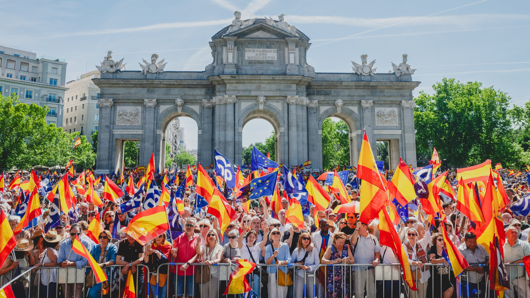 La Puerta de Alcalá, el escenario simbólico del PP para su gran acto contra la amnistía en plena campaña europea