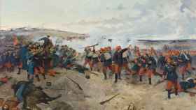 Batalla de Lácar según el pincel de Enrique Estevan y Vicente. 1884.