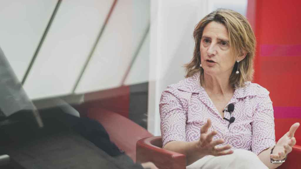 La candidata del PSOE a las elecciones europeas, Teresa Ribera, en un momento de la entrevista.