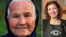 Una anciana griega (akarelias/Shutterstock) y la especialista en dieta mediterránea Diane Kochilas.