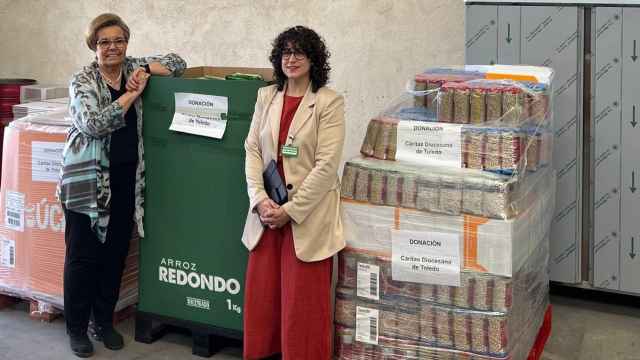 Los alimentos de primera necesidad entregados por Mercadona a Cáritas Toledo.
