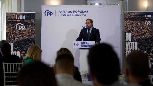 Paco Núñez, durante su intervención en un acto sectorial del PP con empresarios en Albacete