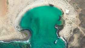 Imagen aérea del Islote de Lobos.