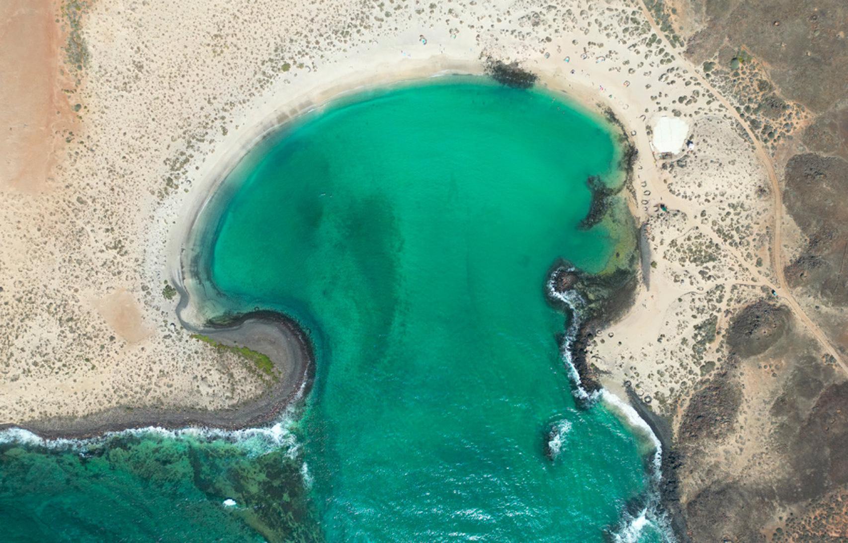 Imagen aérea del Islote de Lobos.