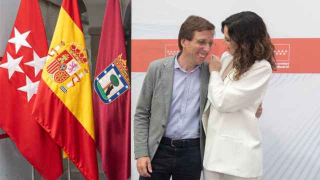 El alcalde de Madrid, José Luis Martínez-Almeida y la presidenta de la Comunidad de Madrid, Isabel Díaz Ayuso, en un acto conjunto en abril.