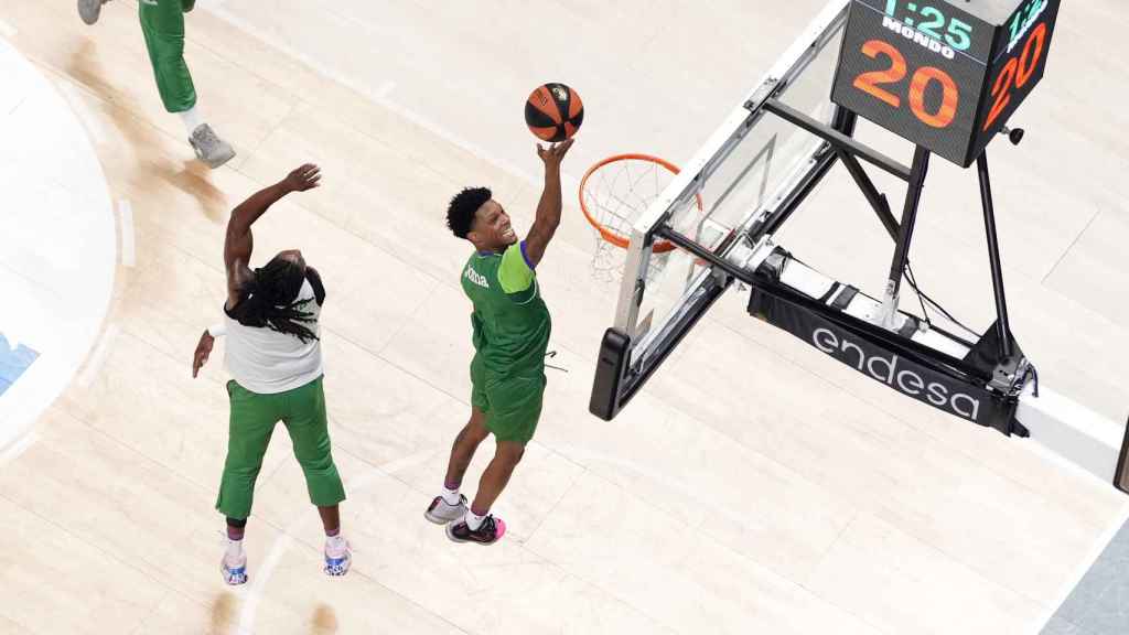 Kendrick Perry y Tyson Carter durante un entrenamiento con el Unicaja de Málaga