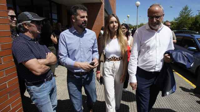 El secretario general del PSCyL, Luis Tudanca, durante la manifestación de este martes en Ponferrada