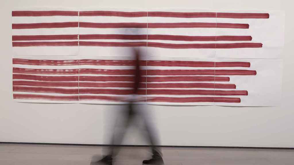 Silvia Bächli: 'Lange rote  Linien (12)', 2022. Foto: Belén de Benito