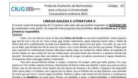 Examen de Lengua Gallega y Literatura del examen de 2023