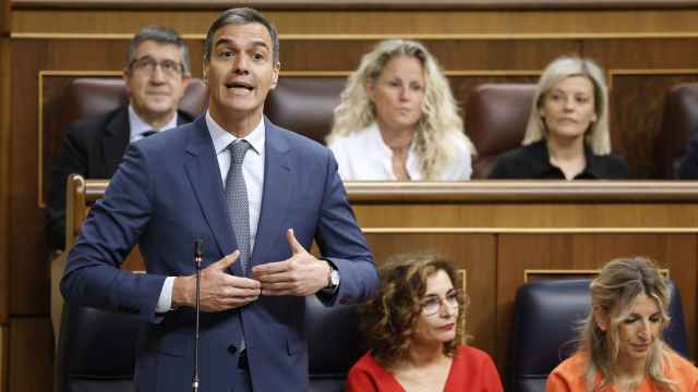 El presidente del Gobierno, Pedro Sánchez, en la sesión de control de este miércoles en el Congreso de los Diputados.