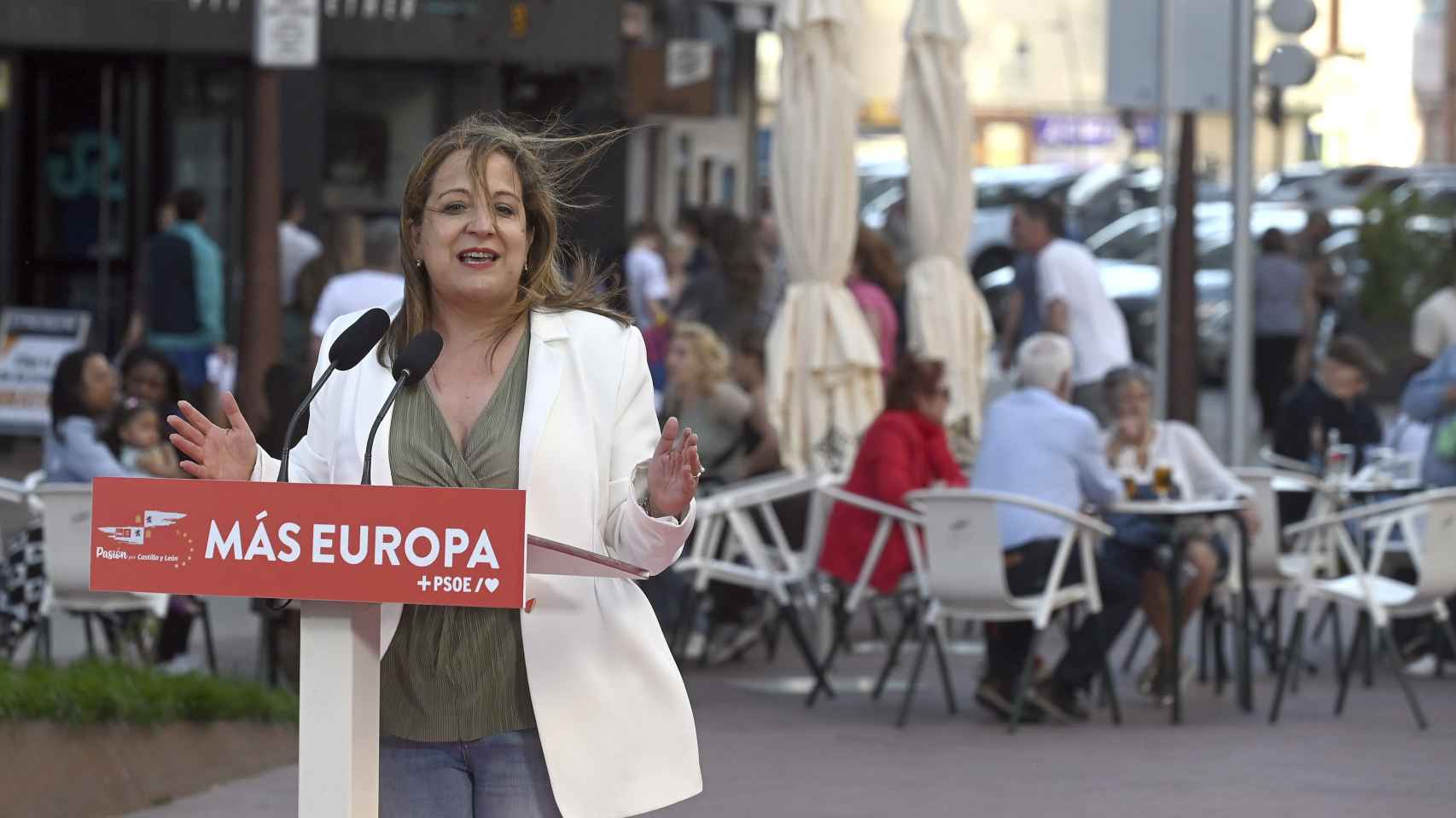 Iratxe García en el acto de campaña en Burgos