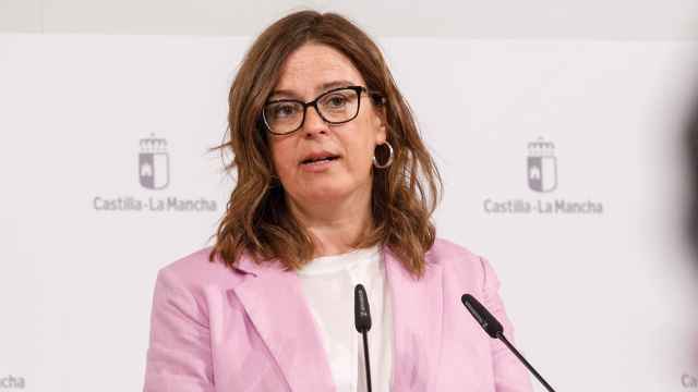 Esther Padilla, consejera portavoz del Gobierno de Castilla-La Mancha, este miércoles en rueda de prensa