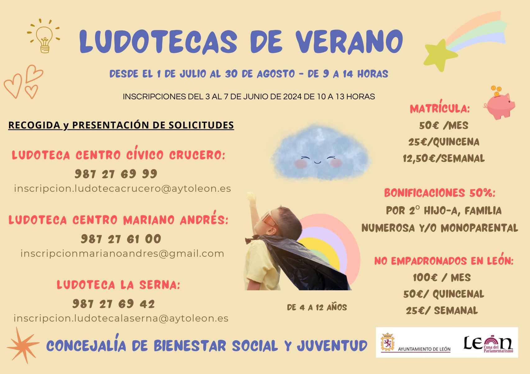 Cartel de ludotecas de verano en León