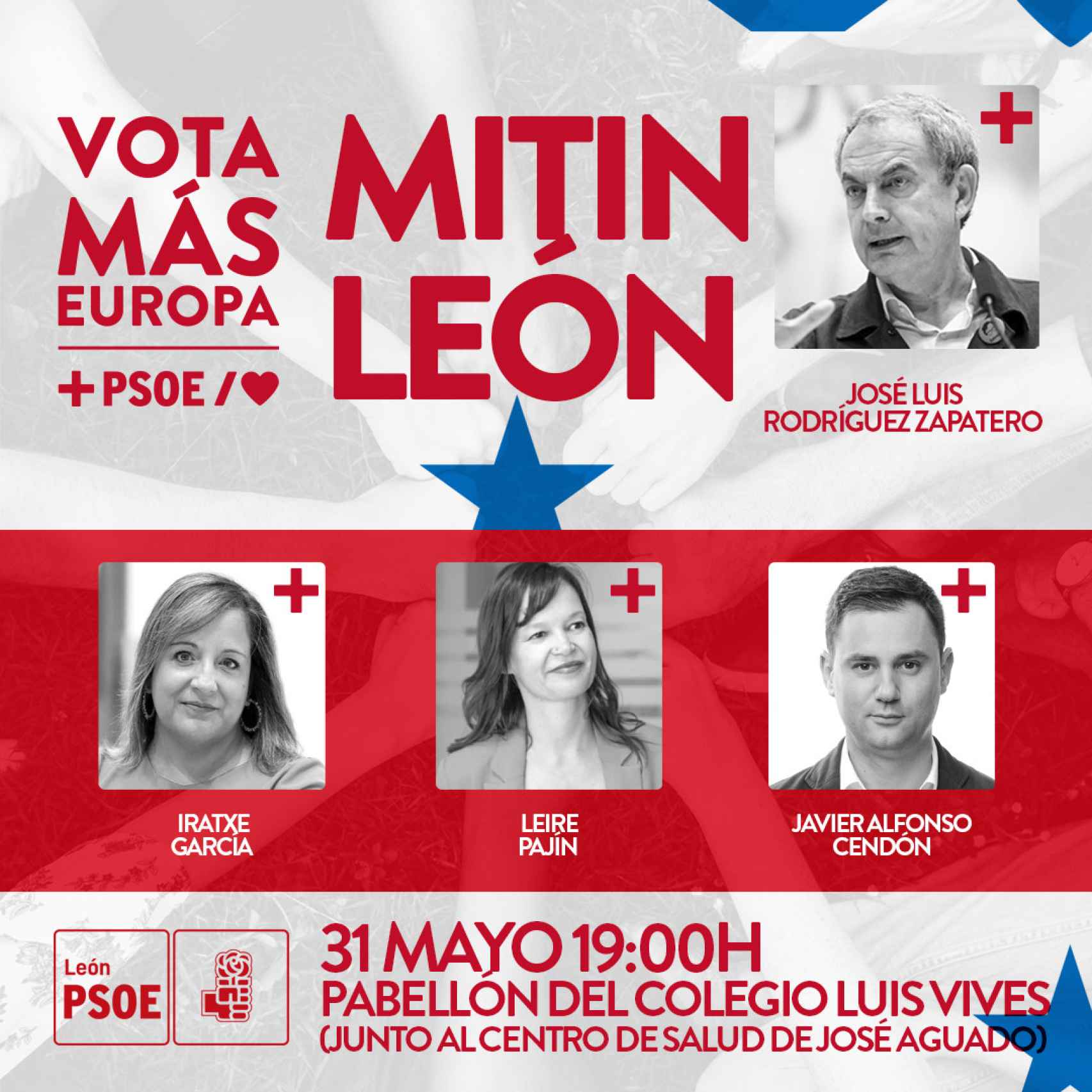 Cartel del acto del supermitin del PSOE en León