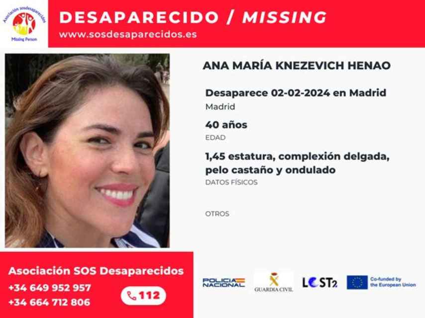 Alerta de SOS Desaparecidos de Ana María Knezevich