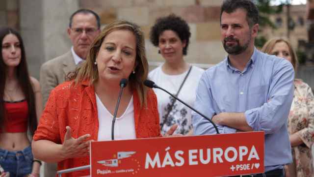 La número dos del PSOE a las europeas durante un mitin en Zamora, este jueves