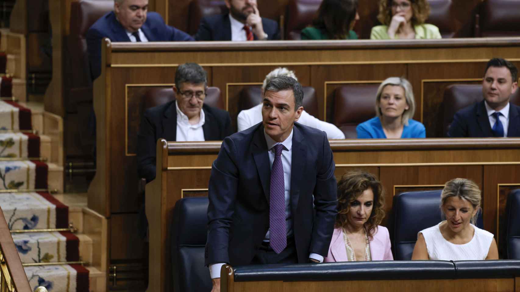 Pedro Sánchez este jueves durante la votación de la Ley de Amnistía.