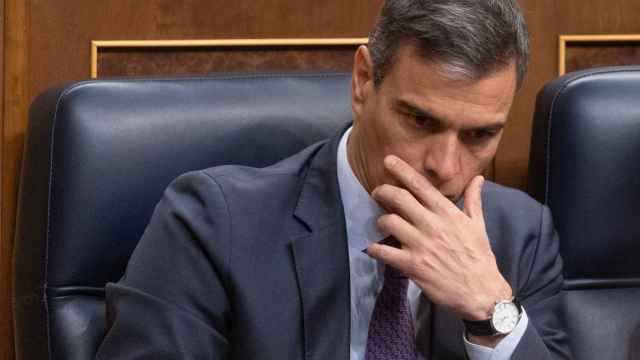 El presidente del Gobierno, Pedro Sánchez, este jueves durante la votación de la Ley de Amnistía en el Congreso.