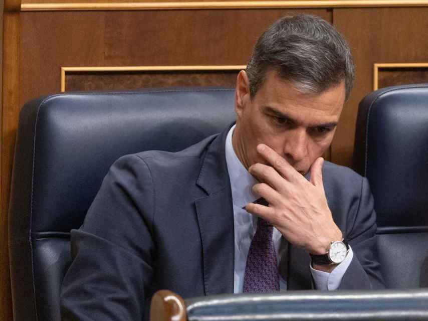 El presidente del Gobierno, Pedro Sánchez, este jueves durante la votación de la Ley de Amnistía en el Congreso.