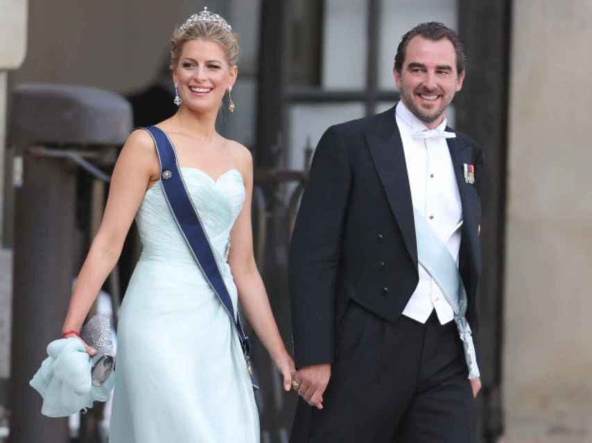 Tatiana y Nicolás de Grecia, en 2013 en la boda de Magdalena de Suecia.