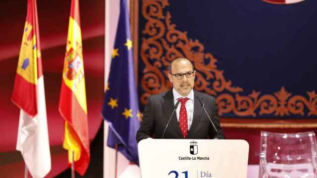 Pablo Bellido durante su intervención por el Día de Castilla-La Mancha.