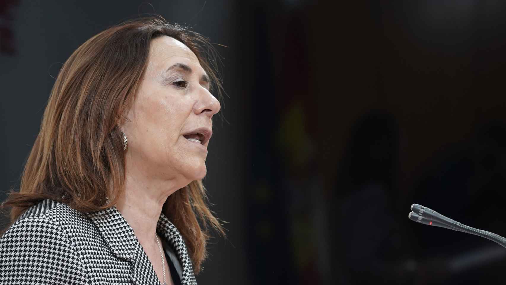 La portavoz del Comité de Campaña del PSOE de Castilla y León, Rosa Rubio, hace balance en el ecuador de la campaña, en la sede autonómica