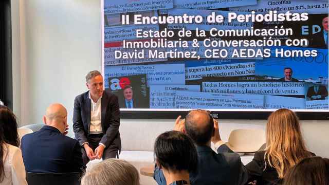 David Martínez, consejero delegado de Aedas Homes, durante el encuentro con periodistas.