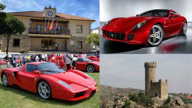 Dos vehículos de Ferrari e imágenes del municipio madrileño de Torrelodones.
