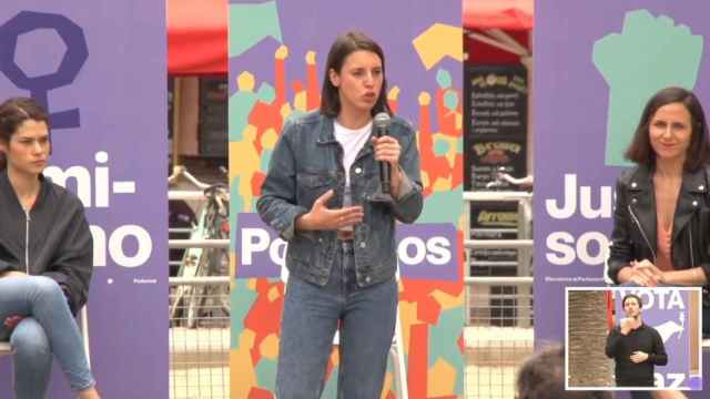Irene Montero en un acto de campaña en Barcelona, a 1 de junio de 2024.