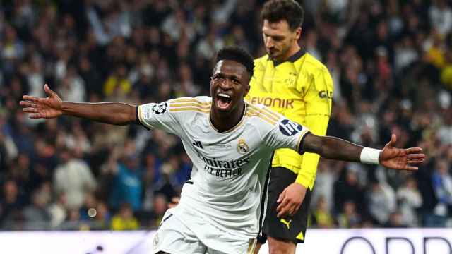 Vinicius celebra su gol frente al Borussia Dortmund en la final de la Champions.