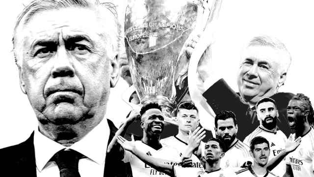 Carlo Ancelotti y jugadores del Real Madrid en la conquista de La Decimoquinta