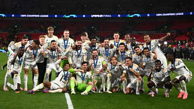 Los jugadores del Real Madrid tras ganar la Champions.
