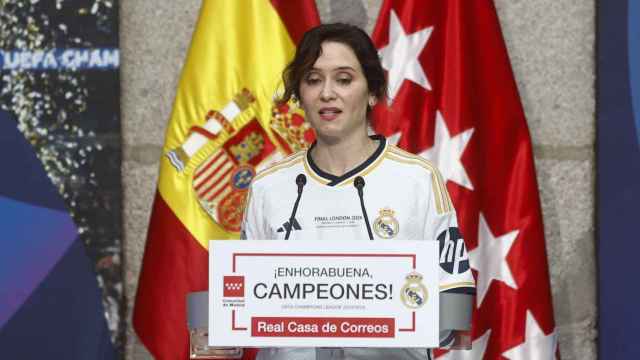 Isabel Díaz Ayuso, durante su discurso en la Comunidad de Madrid