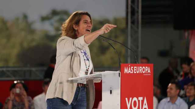 La vicepresidenta tercera del Gobierno y candidata del PSOE a las europeas, Teresa Ribera, este domingo en Valladolid.