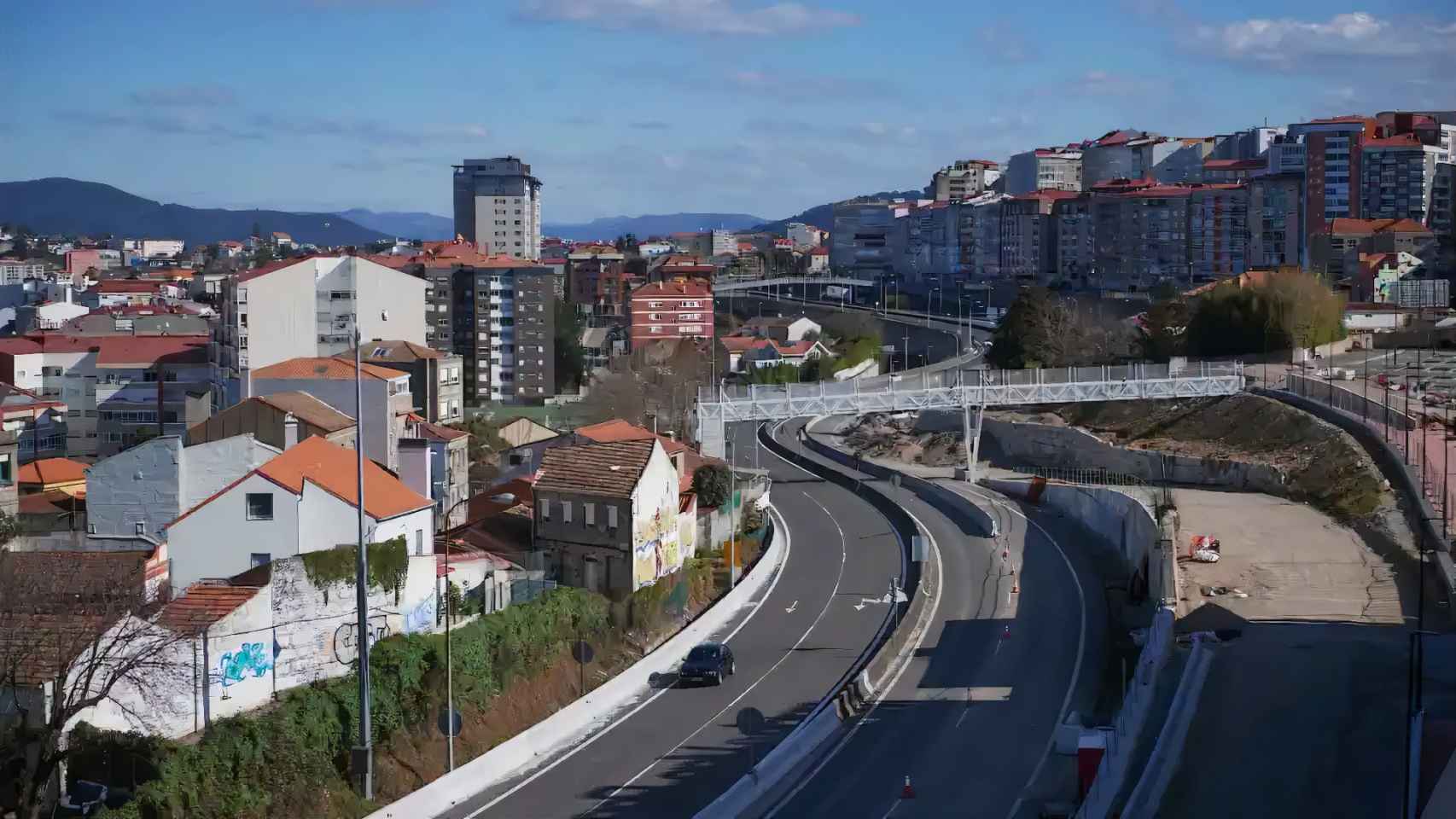 Acceso a la AP-9 desde el centro de Vigo.