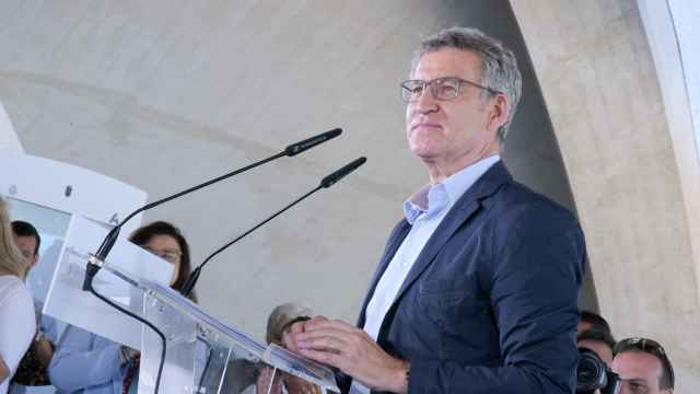 Alberto Núñez Feijóo, líder del PP, este lunes en un mitin en Canarias.