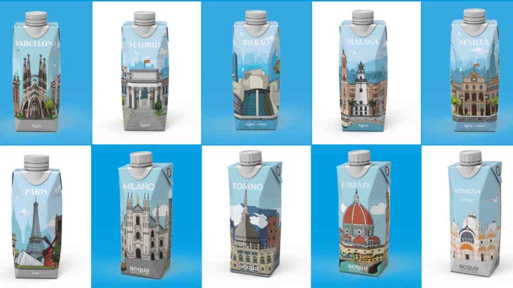El diseño de varias de las botellas de agua.