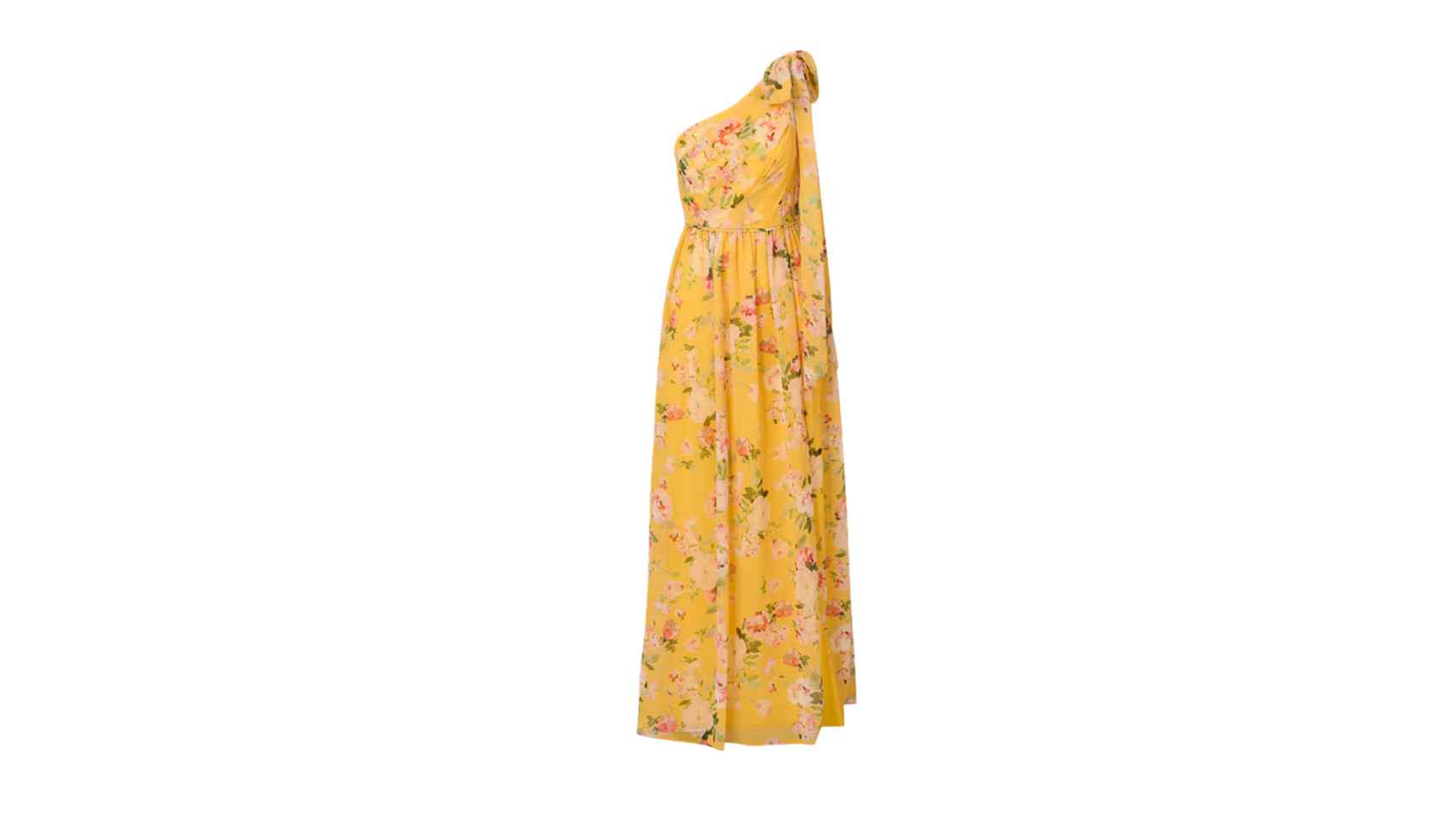 Vestidos largos de chiffon de un hombro con bolsillos Esmeralda