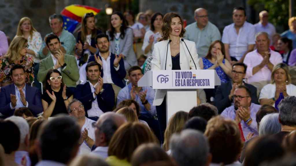 Eva María Poptcheva, en un acto electoral de la campaña europea en Talavera de la Reina