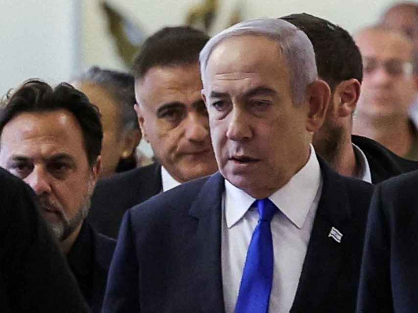 El primer ministro israelí Netanyahu, a su llegada a una reunión de su partido en Jerusalén.
