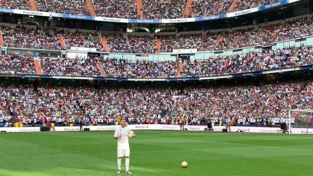 Presentación de Hazard con el Real Madrid.