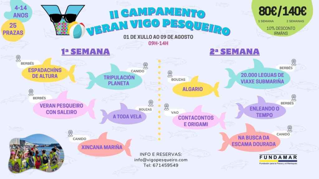Cartel de la segunda edición del Campamento de Verano Vigo Marítimo.