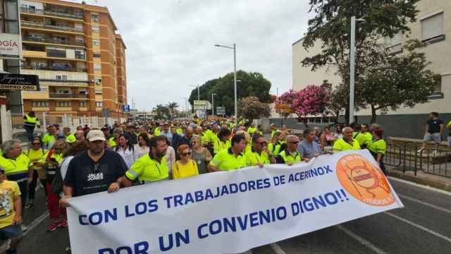 Trabajadores de Acerinox se manifiestan el pasado día 1 en Algeciras.