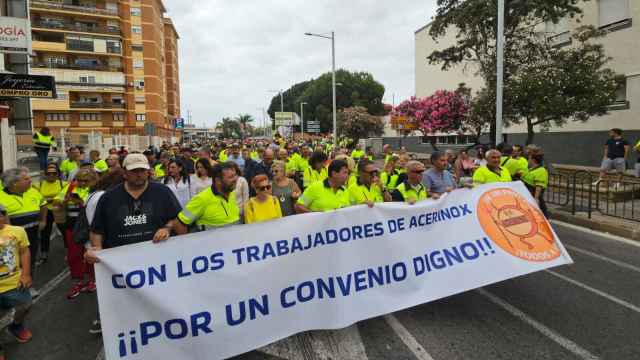 Trabajadores de Acerinox se manifiestan el pasado día 1 de junio en Algeciras.