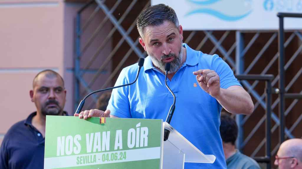 Santiago Abascal, durante el mitin celebrado en Sevilla.